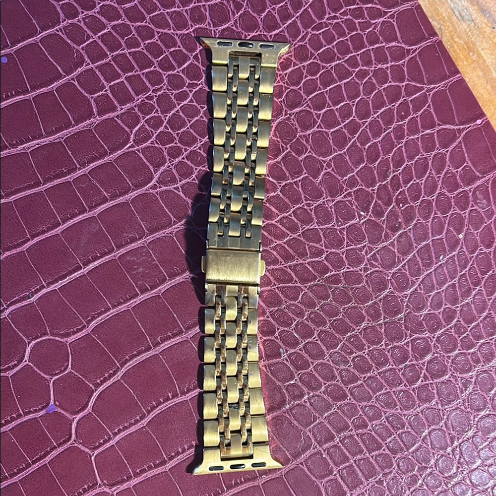 Gold Metal Wristband with Link Pattern
